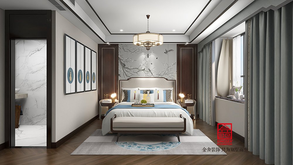 金岸红堡118平米中式风格装修-卧室