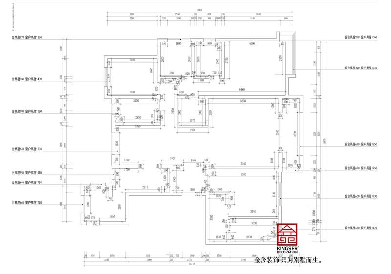  荣盛华府跃层装修215平米改造说明-原始平面图