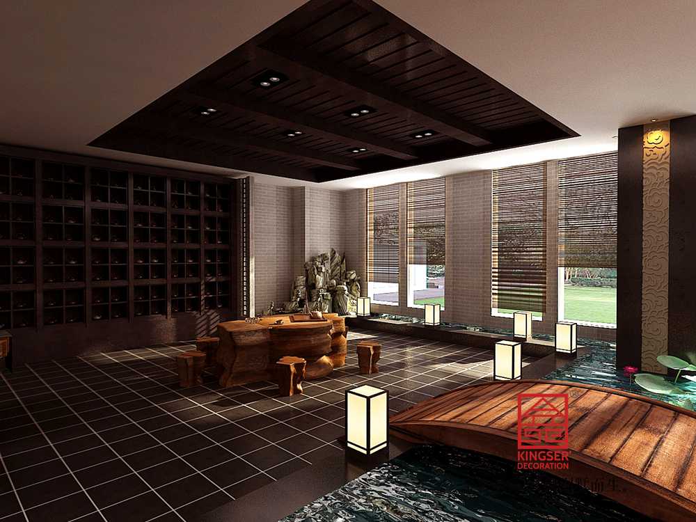私人会所1000平米装修-中式风格-客厅