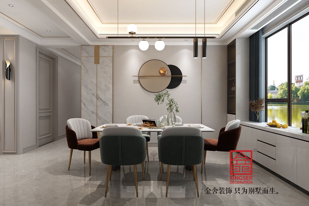 东南智汇城191平米美式轻奢风格装修-餐厅