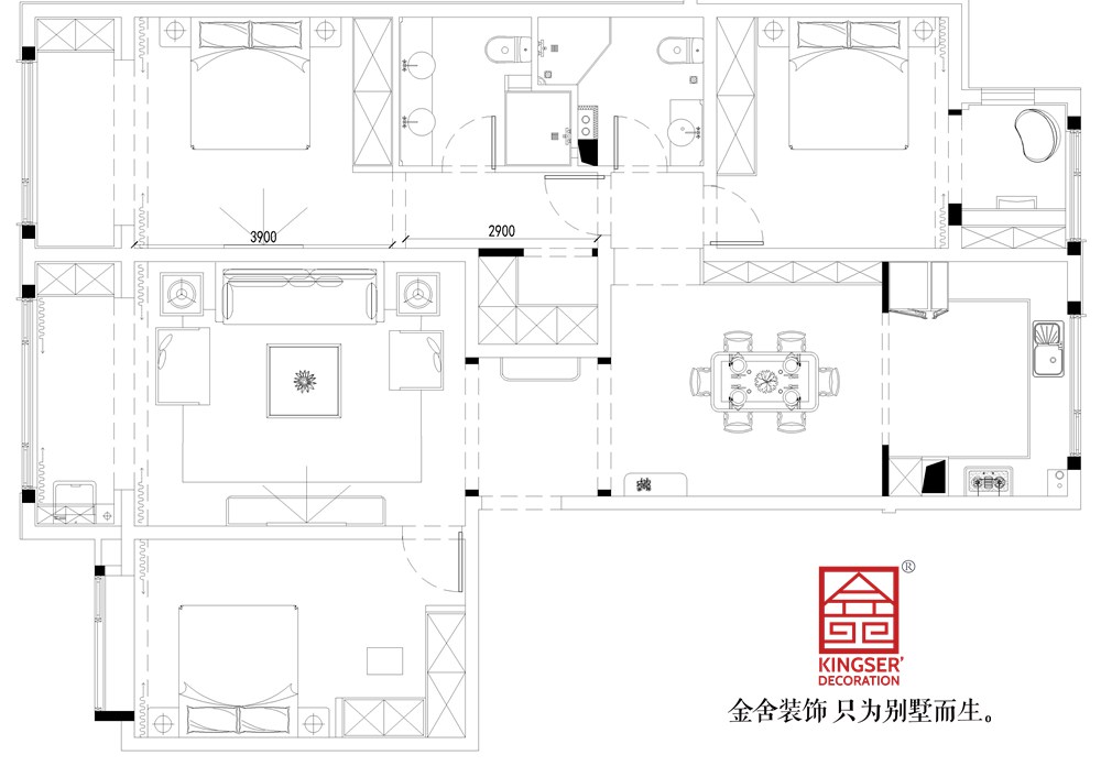 融创中心180平米装修户型解析