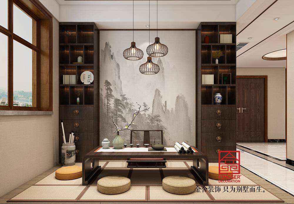 天山熙湖141平米新中式风格装修-茶室