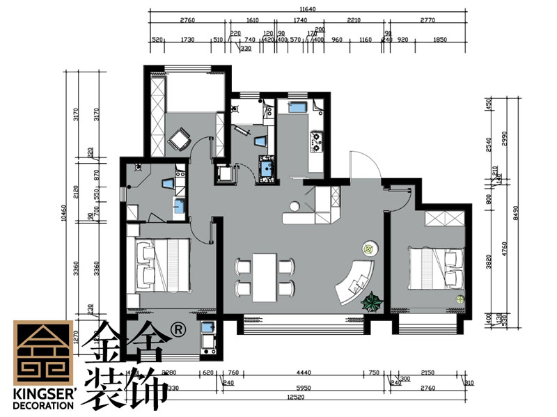 天成岭秀126㎡户型平面布置图