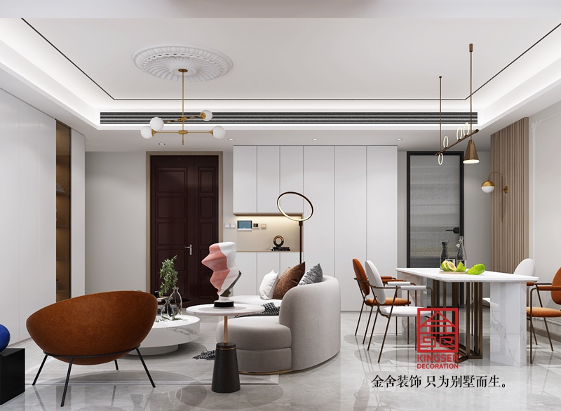 东南智汇城146平米法式轻奢风格装修-客厅