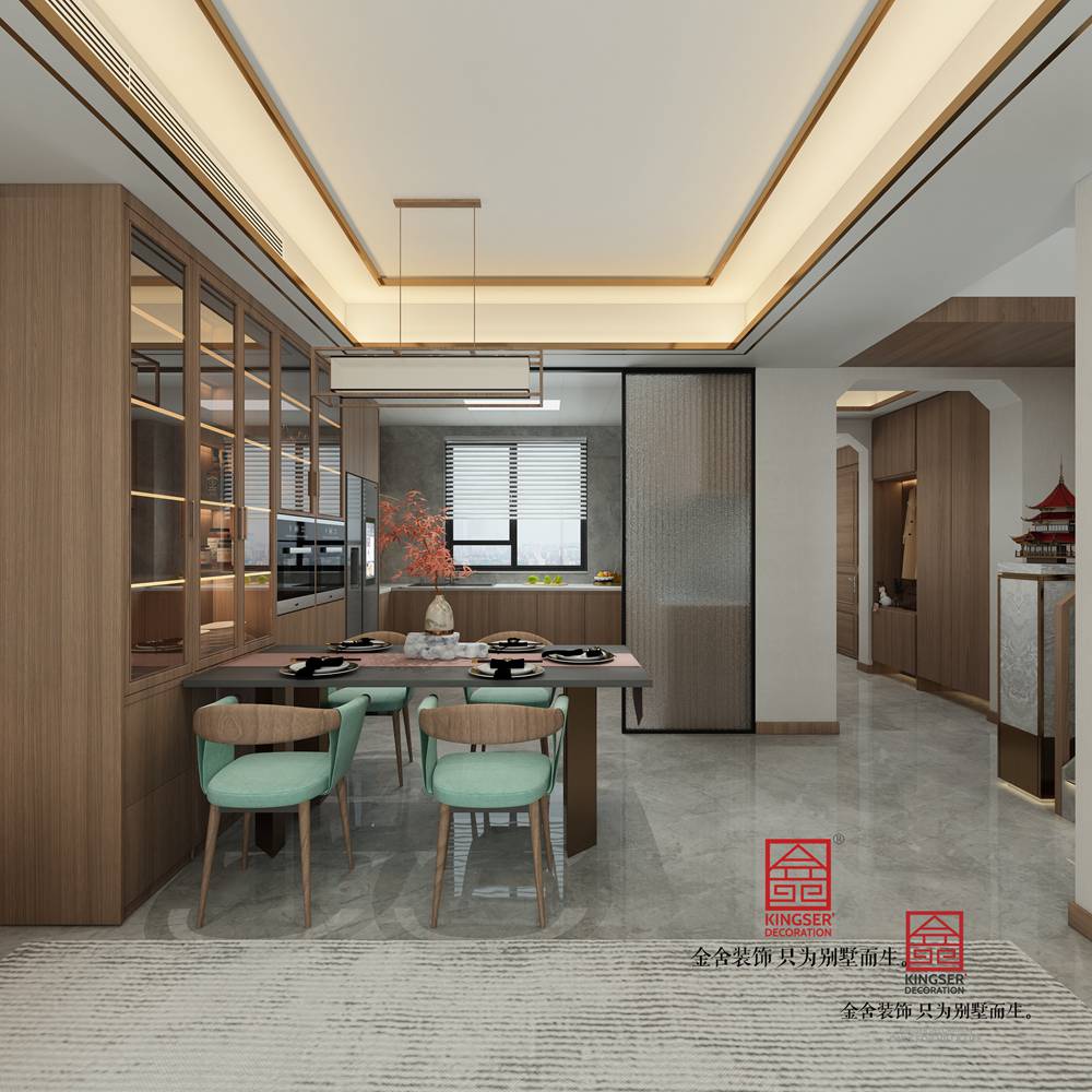 九里晴川143平米上叠新中式风格装修-餐厅