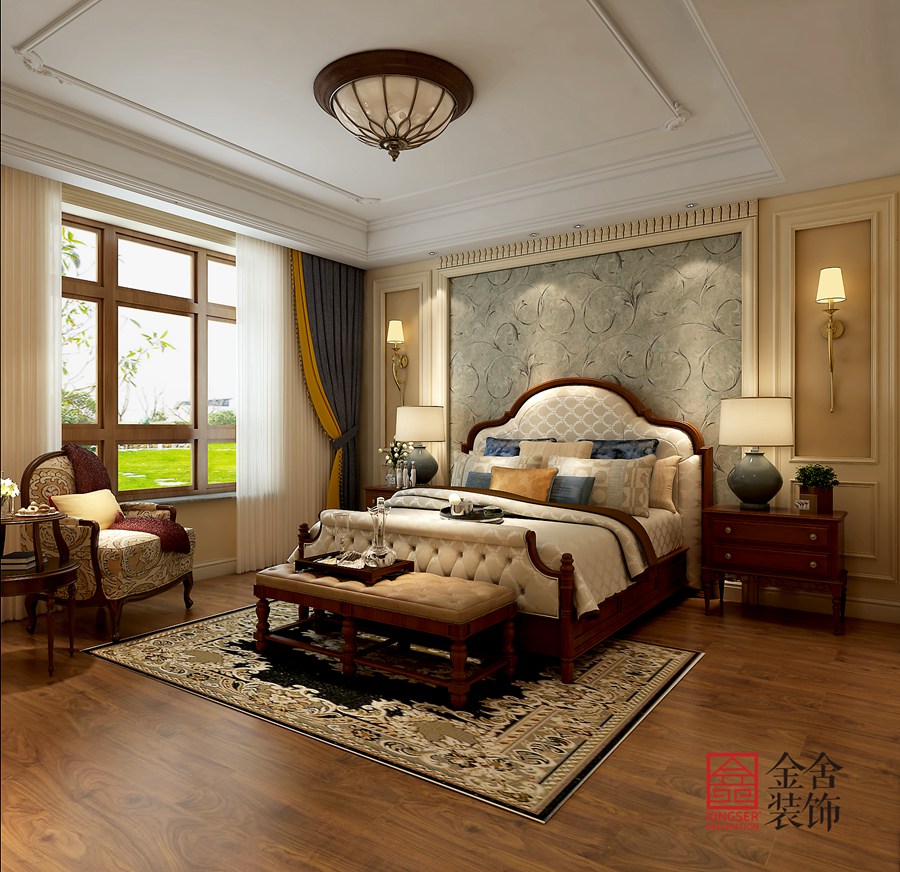 西山林语200平米美式风格装修-卧室
