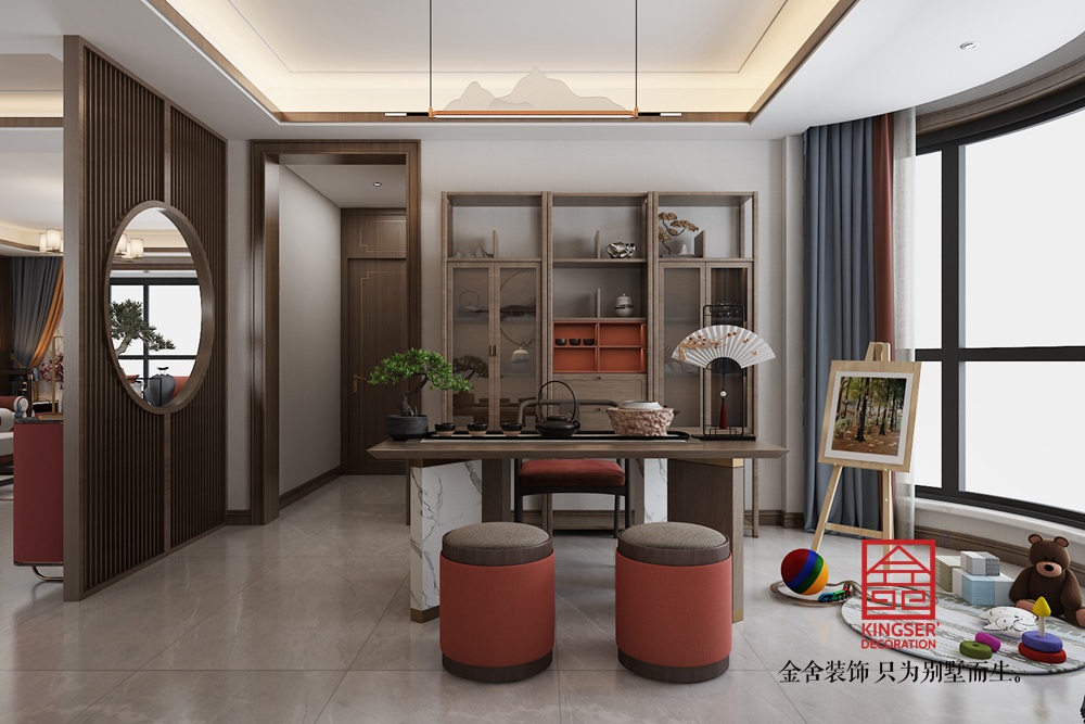 橄榄家园200平米新中式风格装修-茶室