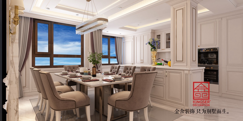 玫瑰湾380平米美式风格装修-餐厅