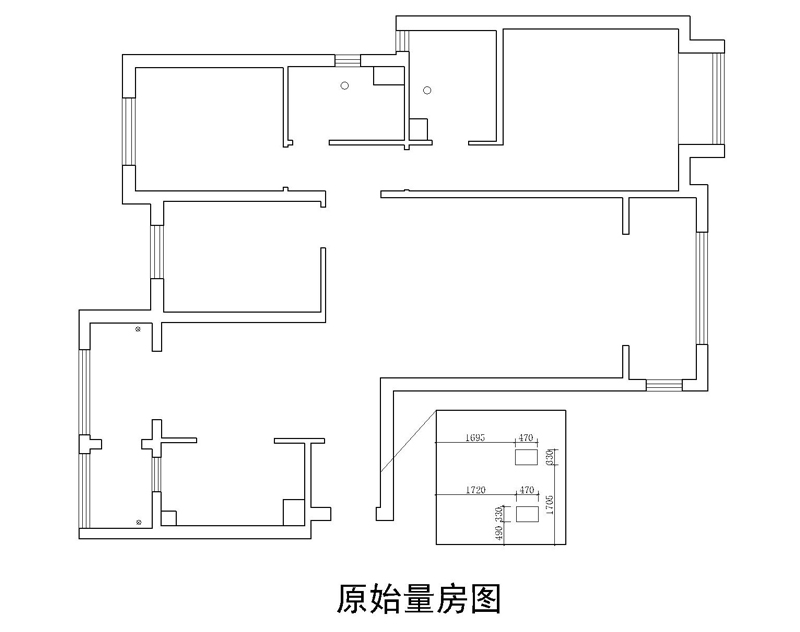 德贤公馆138平米户型原始量房图