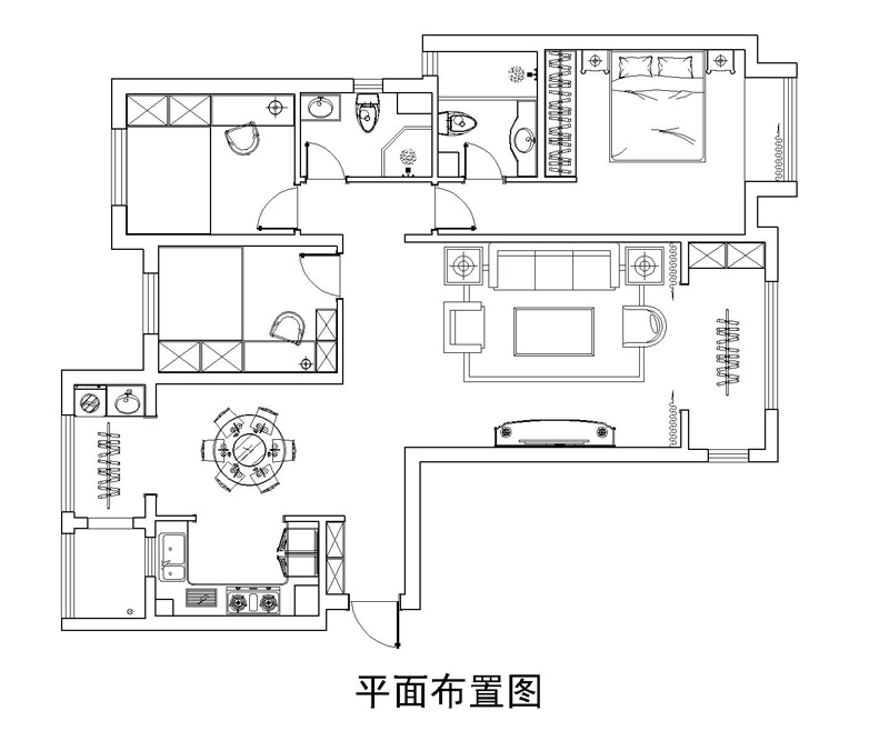 德贤公馆138平米户型平面布置图