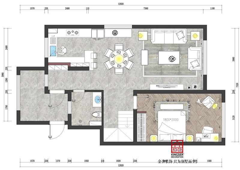 上叠户型  200㎡一层平面布局
