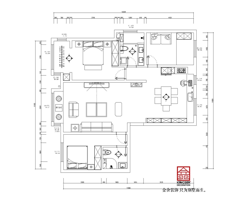 保定假日丽城装修三室两厅户型改造方案